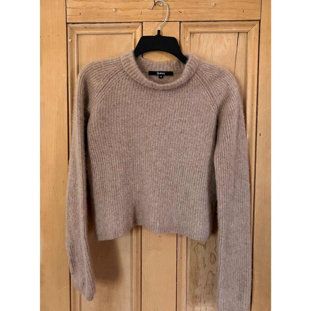 Quince Womens 100% Cashmere Thick Fisherman Ribbed Sweater Medium Beige FA EXC - Picture 4 of 12